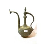 Middle Eastern brass ewer, 36cms high