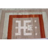 Small Kelim rug, 127cms x 75cms, together with a small silk style rug and a small Belouch mat