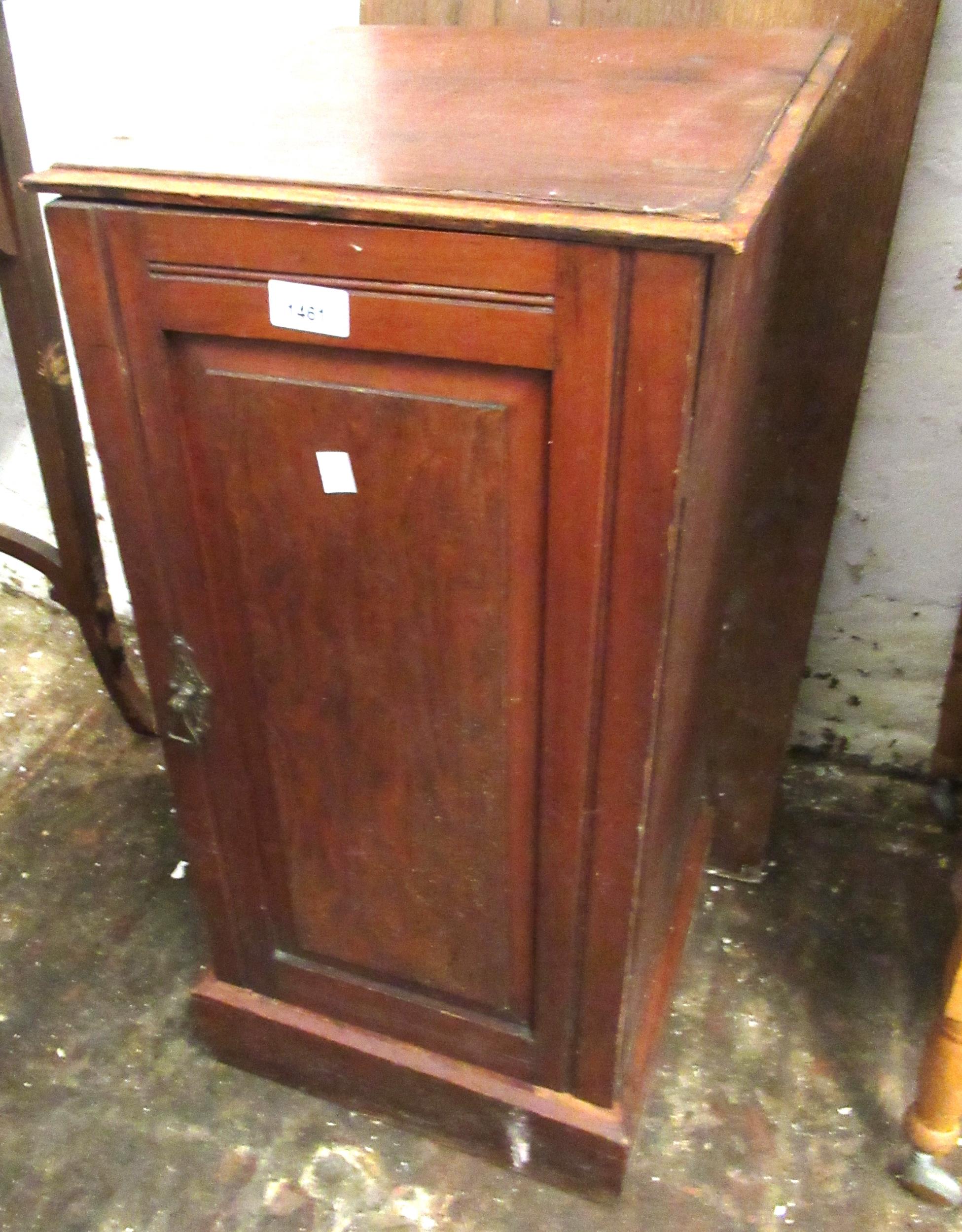 Pair of Edwardian walnut bedside cabinets, each with a single rectangular panel door