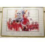 Framed coloured Limited Edition print, England World Cup winners 1966, No. 1961 of 1966, 51cms x