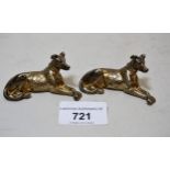 Two cast London silver figures of greyhounds, 7 troy ounces 8cm long each They are fully hallmarked