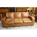 The Conran Shop, mid tan leather three seater sofa, 234cms wide