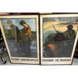 Two framed Labour Party posters, titled ' Today Unemployed ', and ' Yesterday the Trenches ',