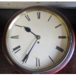 Large late 19th / early 20th Century mahogany circular dial clock, the 14in painted dial with