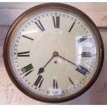 Late 19th / early 20th Century mahogany circular dial clock, the painted 12in dial with Roman