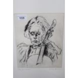 Mileim Cosmin, Limited Edition etching of Paul Tortelier, No.9 of 24, signed in pencil by the