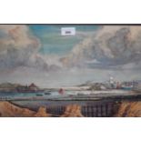 P. Morgan, watercolour, view of a harbour and miscellaneous shipping, signed, 31cms x 46cms together