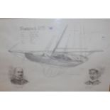 Group of three 20th Century pencil drawings, plans, notes and vignettes of three 1890's racing