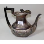 Late Victorian silver coffee pot with floral embossed design, Sheffield 1898, 22oz t