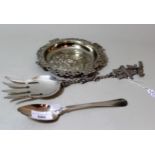 Continental silver table spoon, Dutch silver plated fish serving spoon, the handle mounted with a
