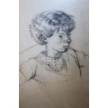 Sarah Hollebone, pencil sketch of a child, 68cms x 53cms, framed, with Bourlet, Rowley Gallery and