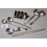 Joan Andrew (local silversmith), group of silver items comprising set of four napkin rings, paper