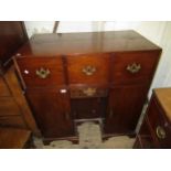 George III mahogany campaign cabinet, the hinged top opening to reveal a fitted bureau interior, the