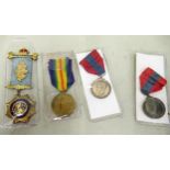 Silver gilt Roll of Honour masonic medal, two Faithful Service medals and a Great War for