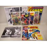 Marvel Treasury edition, Conan the Barbarian large comic, two Death Note books, Star Trek Gold Key