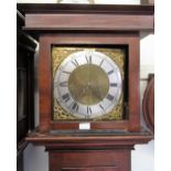 Mahogany longcase clock with square brass dial and silvered chapter ring, signed Burnet, Topham,