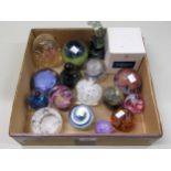 Quantity of various glass paperweights, including Caithness and Mdina