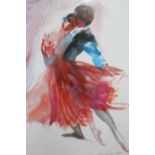Charlotte Fawley, costume watercolour illustration, ballet dancers inscribed ' Willem ', 53cms x
