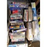 Box containing seventeen unmade model Aircraft kits, including Airfix etc.
