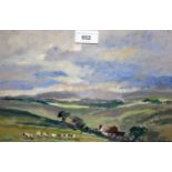 W.H Ford, 20th Century watercolour, with farmstead in a hilly landscape, signed, oak framed, 22cms x