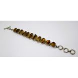 Silver (925 mark) mounted reconstituted amber bracelet