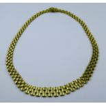 18ct Yellow gold necklace of woven design, 42.5cm, 28.7g