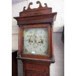 George III oak longcase clock with square painted dial, Arabic numerals, subsidiary seconds and date