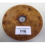 Chinese circular wooden compass, 11.5cms diameter