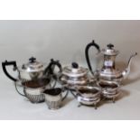 Four piece oval silver plated tea and coffee service, together with a three piece half fluted design
