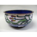 Harry Simeon for Royal Doulton, stoneware fruit bowl with floral tube lined decoration, 25cms