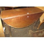 George II style mahogany oval drop-leaf dining table on turned supports with pad feet, (for