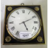 George III mahogany and ebonised gilt brass mounted Sedan clock of square form, the circular
