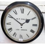 19th Century mahogany and ebonised circular dial clock, the 13.75in painted dial with Roman