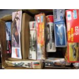 Box containing eleven unmade model Aircraft kits, including Airfix, Revel etc.