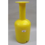 17in Holmegaard yellow Gul vase, 43cms high In good condition