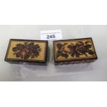 Two small rectangular Tunbridge ware boxes with floral mosaic inlaid covers, 57mm x 32mm x 18mm high