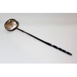 Georgian silver coin inset toddy ladle with twisted whalebone handle