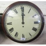 Late 19th / early 20th Century mahogany circular dial clock, the painted 12in convex dial with Roman