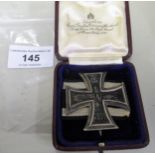 World War I iron cross It is marked but cannot really tell if it is a three part construction. Metal