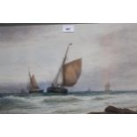 T. Eccleston, watercolour, shipping off the coast, signed, 37cms x 62cms, gilt framed