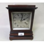 Small 19th Century rosewood mantel / library clock by Kibble, Greenwich, the silvered dial with