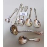 Quantity of various silver flatware including a pair of 19th Century ladles, 9oz t