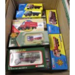 Box containing a collection of eleven Corgi Classics model haulage trucks, including Eddie Stobart