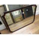 1920's Mahogany framed bevel edged hanging wall mirror, 95 x 66cms
