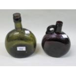 Emu Brand antique bottle, 21cms high, together with a brown glass bottle flask