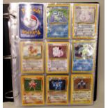 Original Pokemon folder with various Base set, Jungle, Fossil and Team Rocket Pokemon cards Good