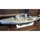 Scale model of HMCS Snowberry K166 1940/45 on stand, 35 x 87cms long