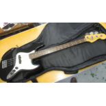 Fender USA 1995 Jazz Bass, Serial No. N533030, black with white pearl scratch plate (probably a
