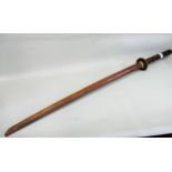 Japanese Oak Bokken (training sword), bearing character mark to handle, 102cms long Please see