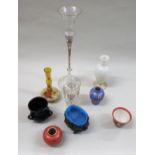 Venetian glass bottle vase, together with a tall glass goblet and small quantity of other ceramics